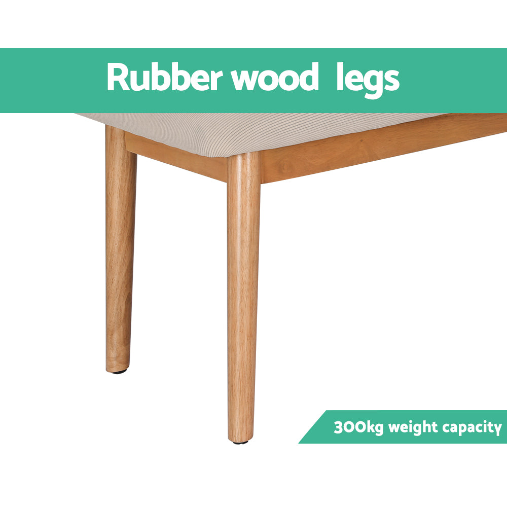 Nina 106cm Dining Bench Upholstered Wooden Chair Beige Oak
