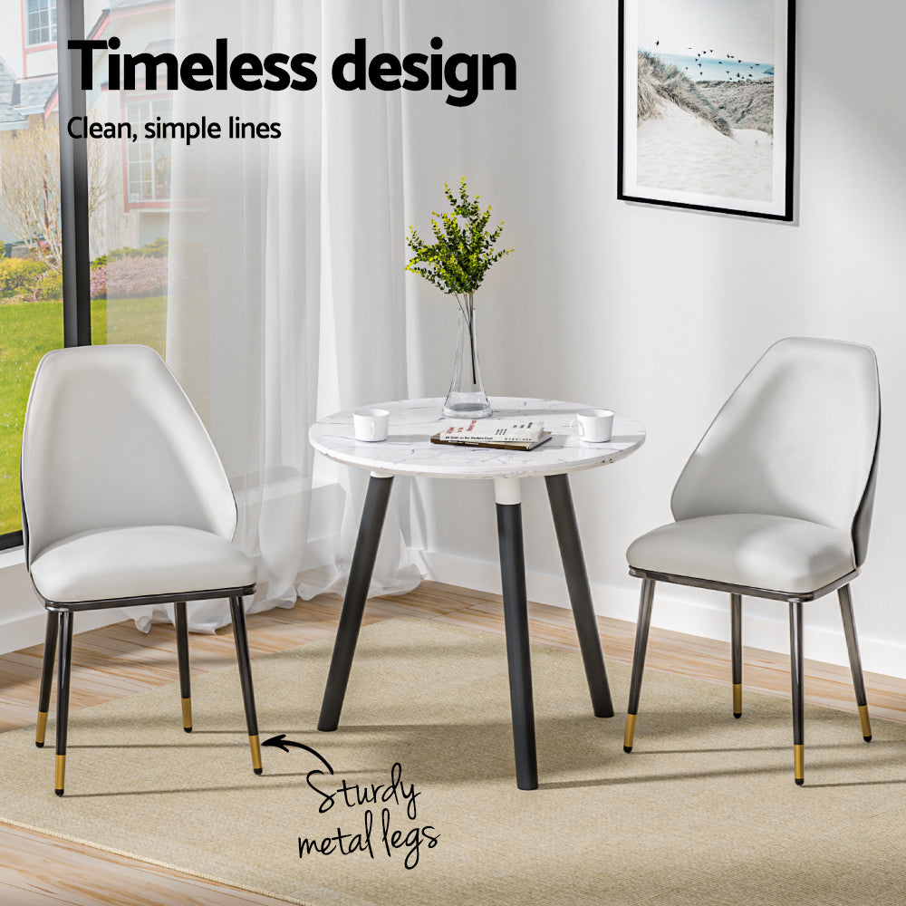 Artiss Dining Chairs Set of 2 Leather Seat Beige Black