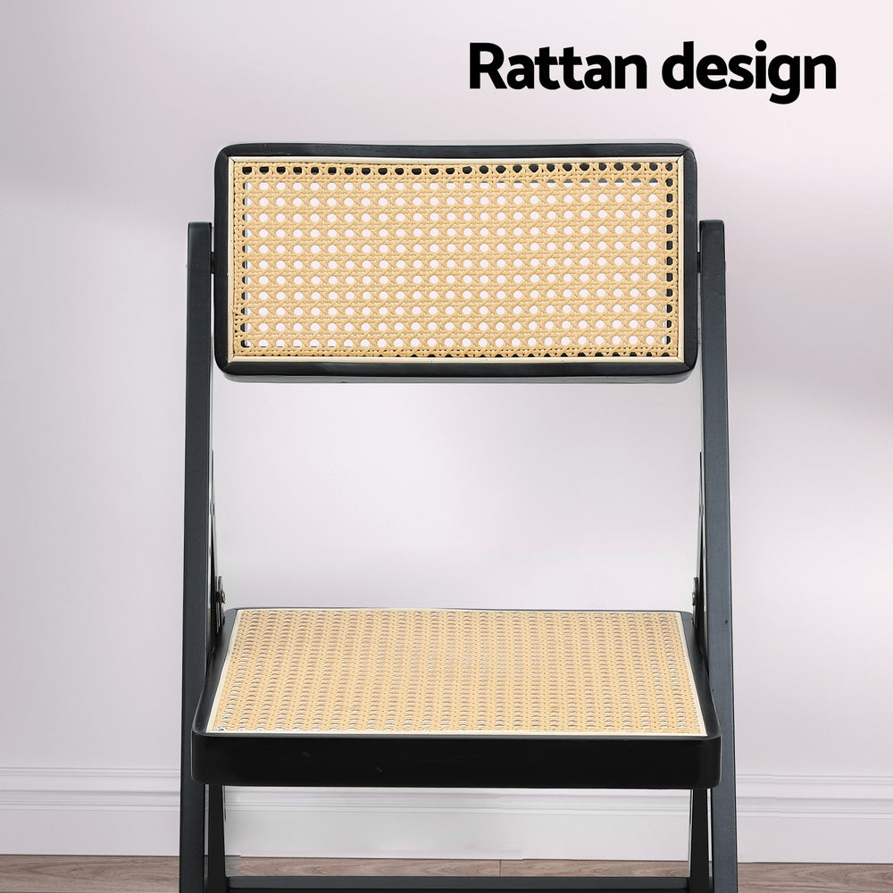 Foldable Rattan Wooden Dining Chair, 150kg Capacity - Artiss