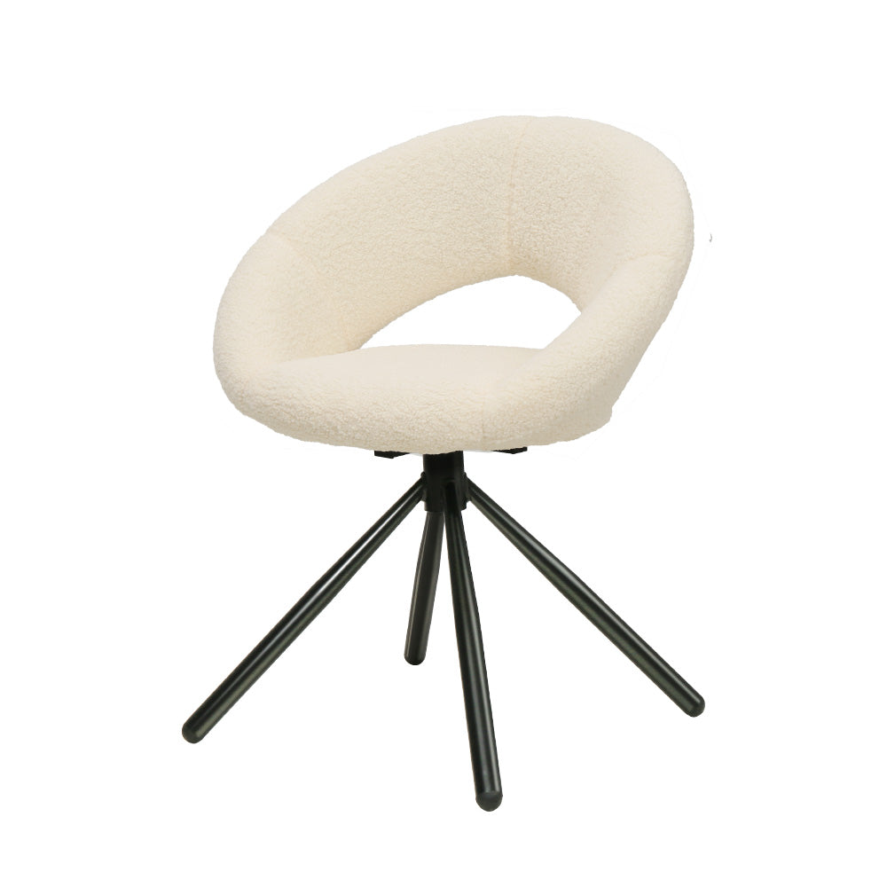 Vita Dining Chairs Set of 2 Swivel Base Sherpa Boucle Beige