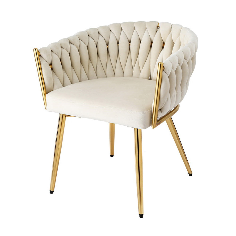 Artiss Velvet Armchair Dining Chair Beige