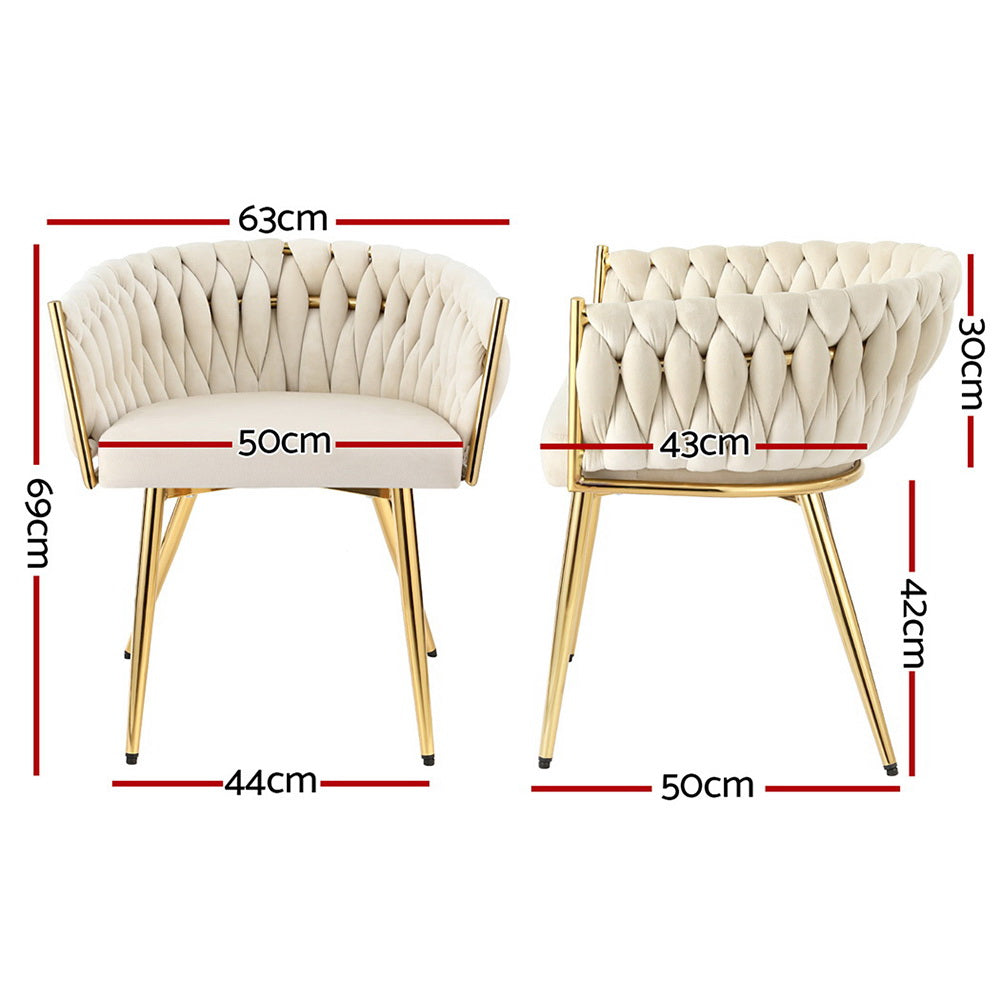 Artiss Velvet Armchair Dining Chair Beige