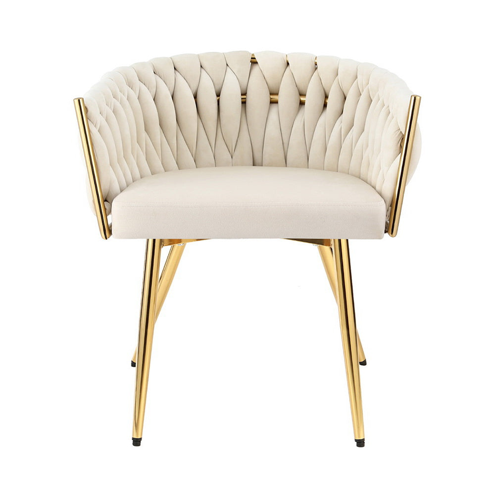 Artiss Velvet Armchair Dining Chair Beige