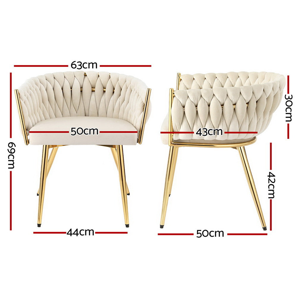 Artiss Velvet Armchair Dining Chairs Set of 2 Beige