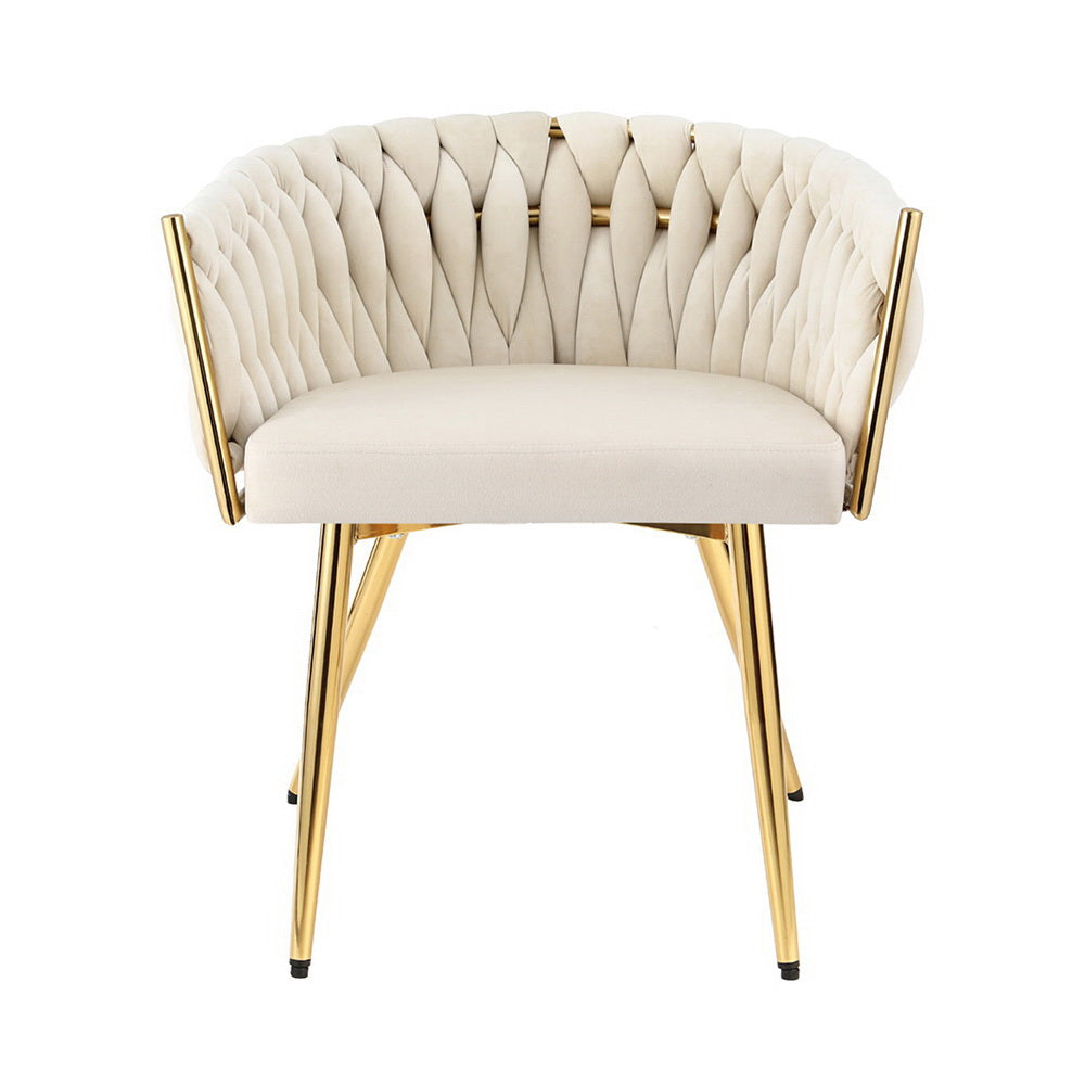 Artiss Velvet Armchair Dining Chairs Set of 2 Beige