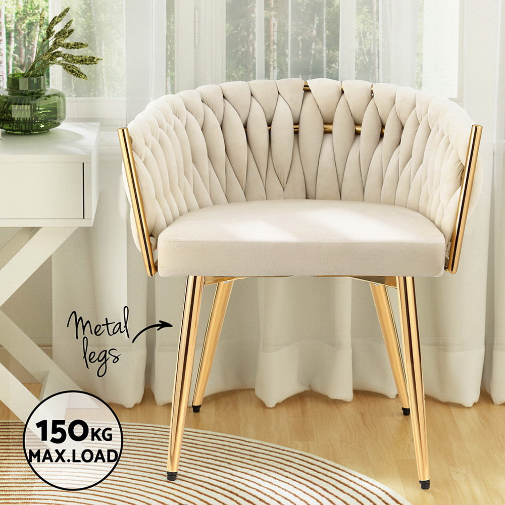 Artiss Velvet Armchair Dining Chairs Set of 2 Beige
