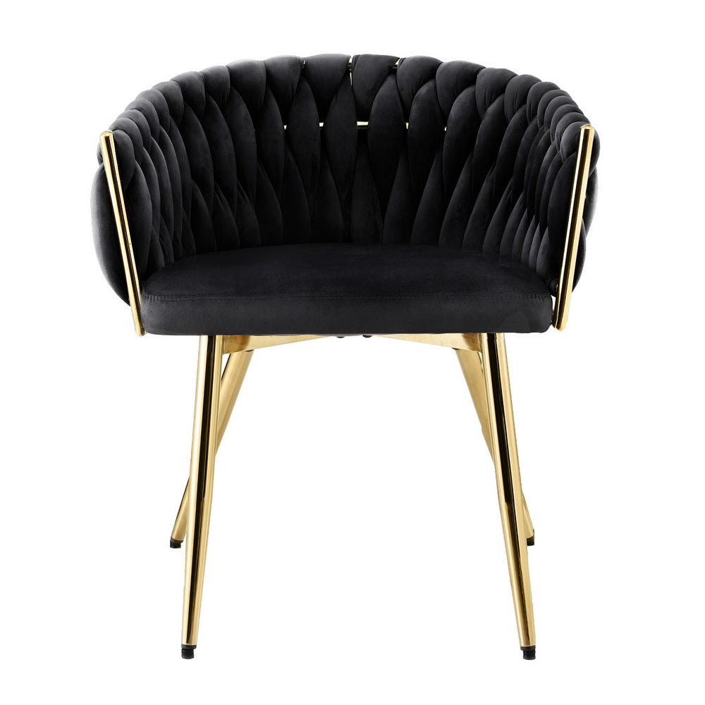 Artiss Velvet Armchair Dining Chair Black