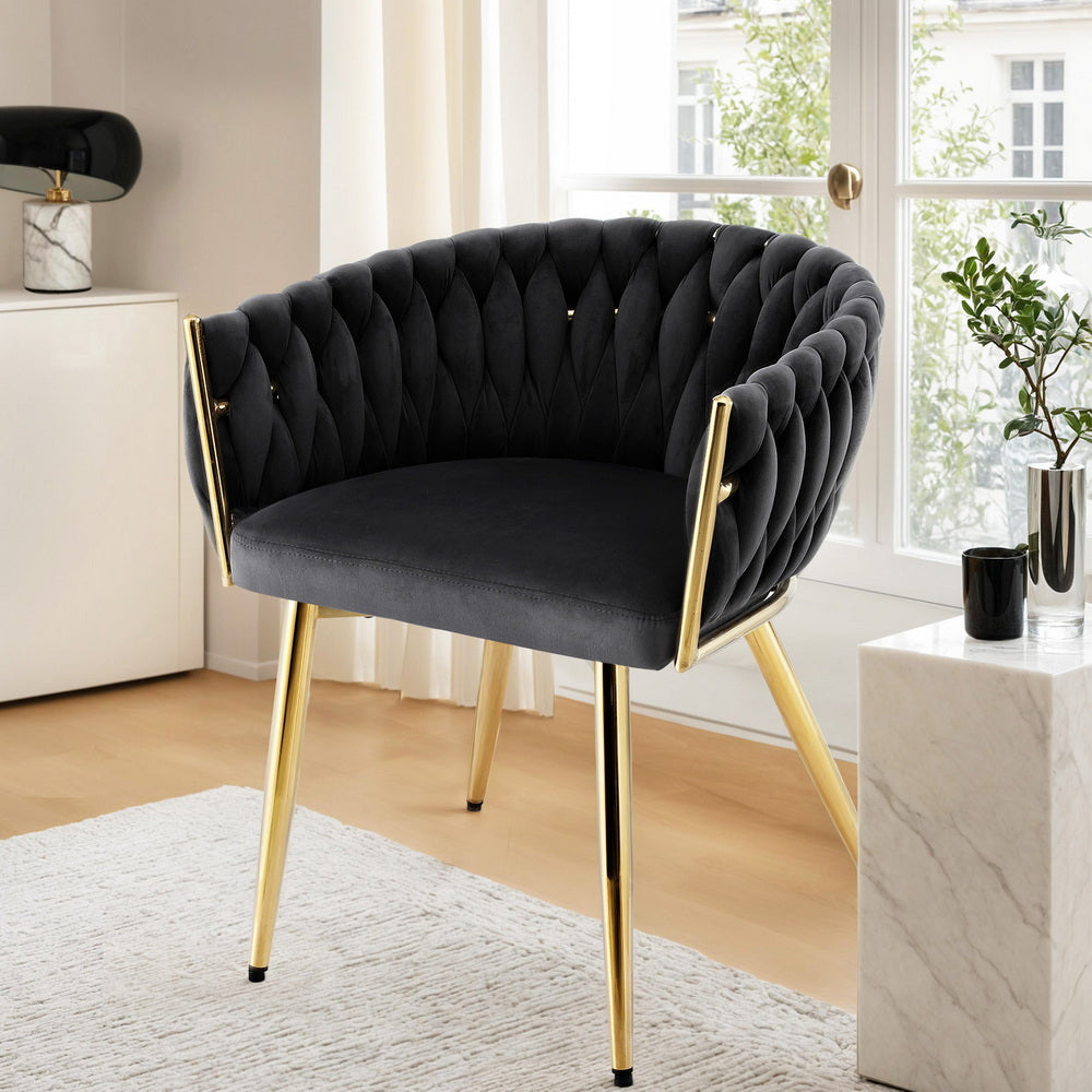 Artiss Velvet Armchair Dining Chair Black