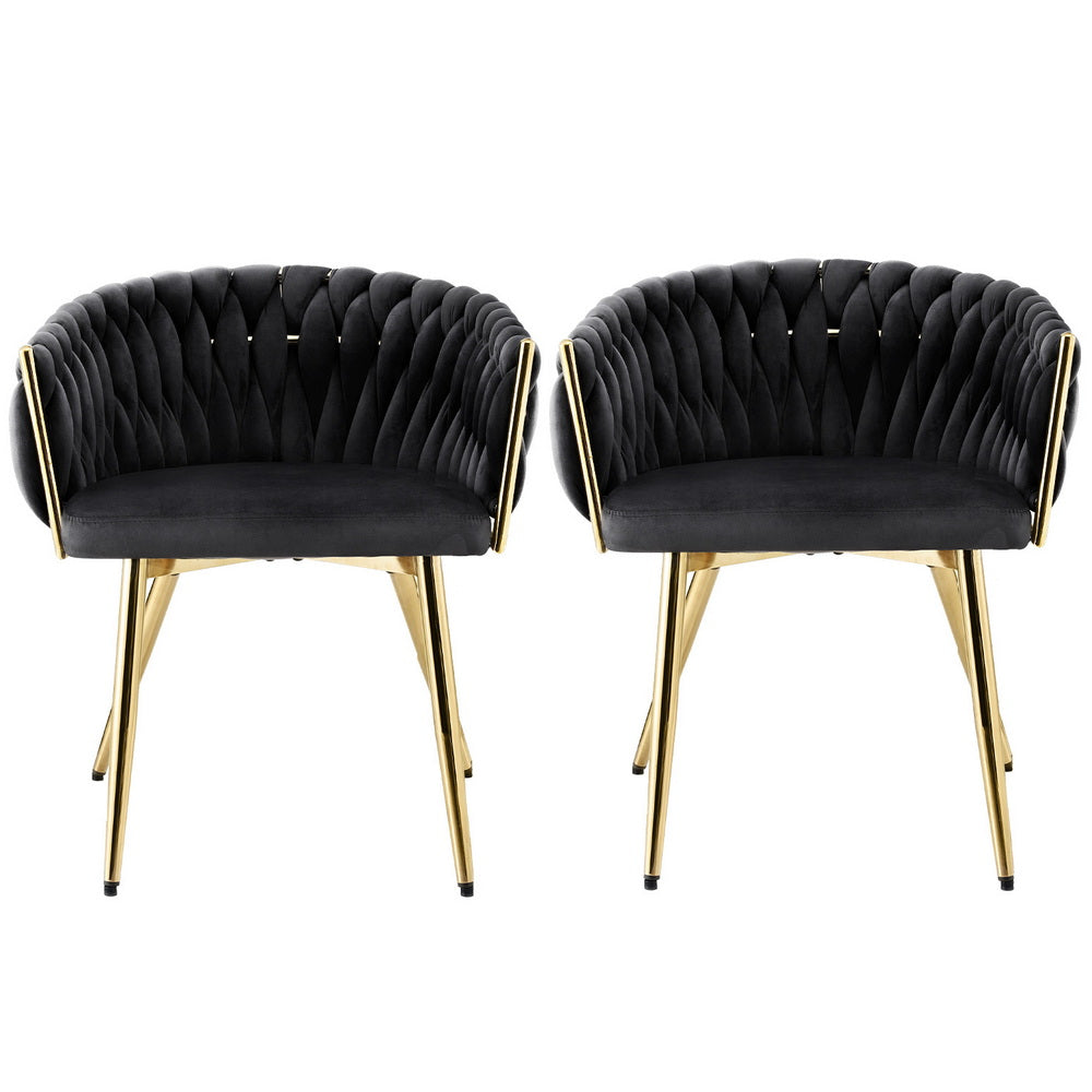 Artiss Velvet Armchair Dining Chairs Set of 2 Black