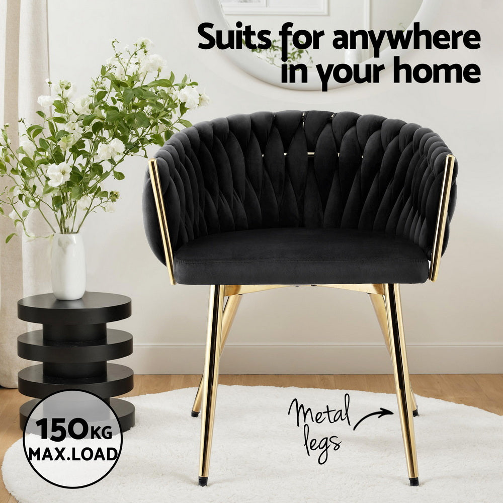 Artiss Set of 4 Velvet Armchairs Black Dining Chairs