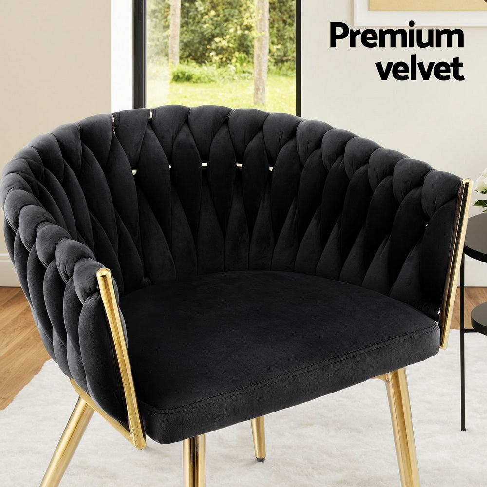 Artiss Set of 4 Velvet Armchairs Black Dining Chairs