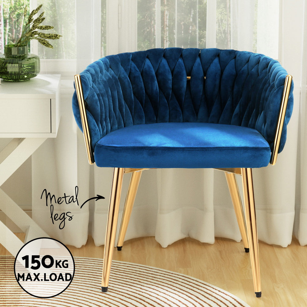 Velvet Weaving Armchair Blue Dining Chair