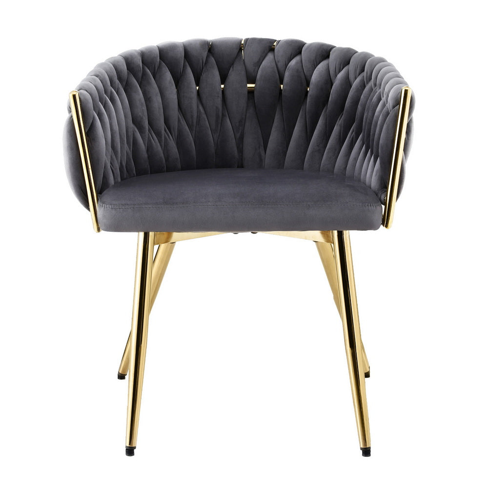 Artiss Velvet Armchair Dining Chair Grey