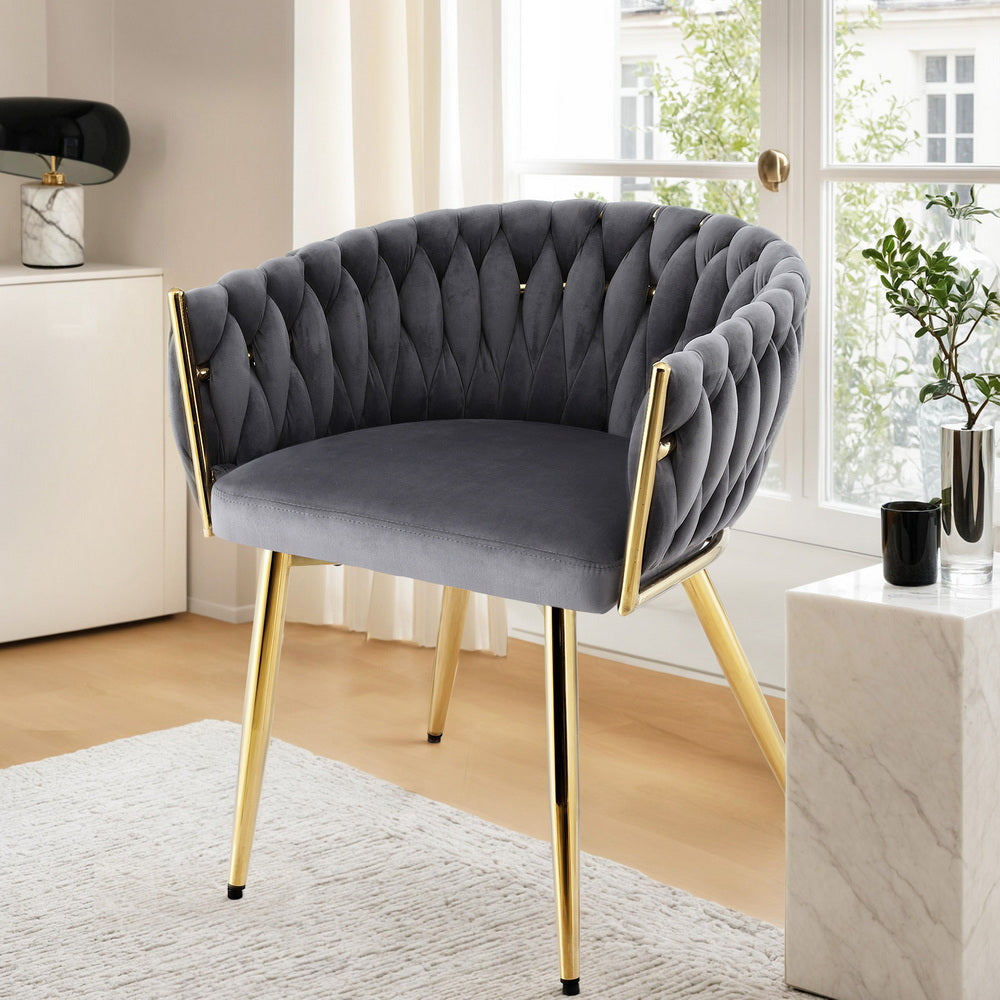 Artiss Velvet Armchair Dining Chair Grey