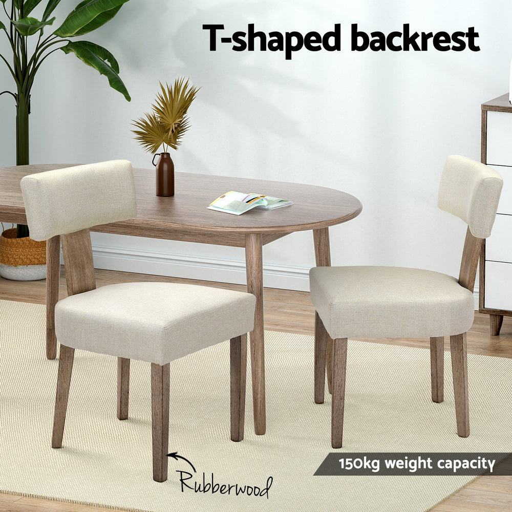 Milford Dining Chairs Set of 2 Linen Fabric Beige