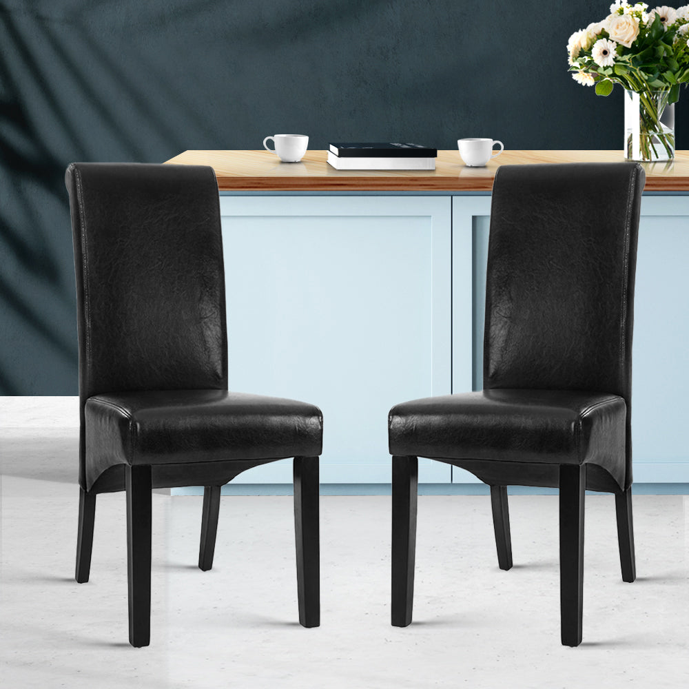 Danson Dining Chairs Set of 2 Leather Black