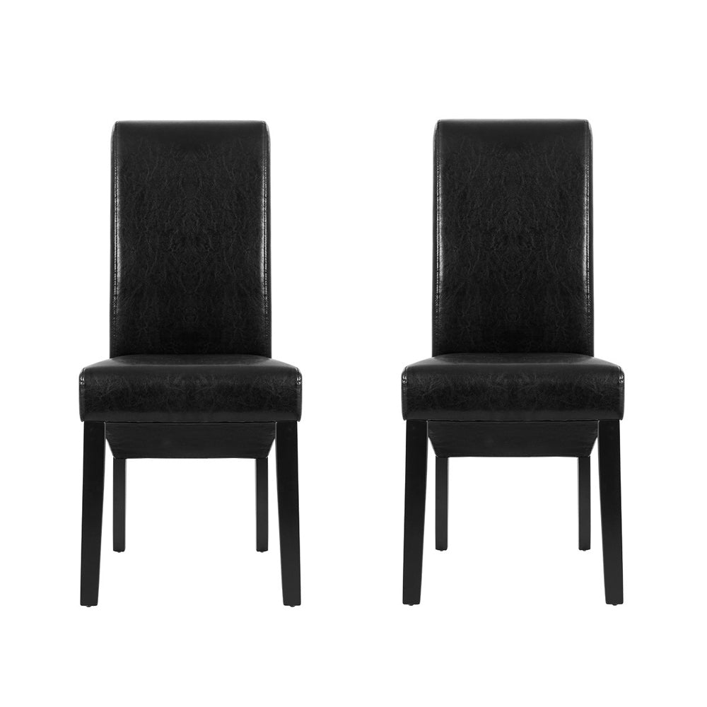 Danson Dining Chairs Set of 2 Leather Black