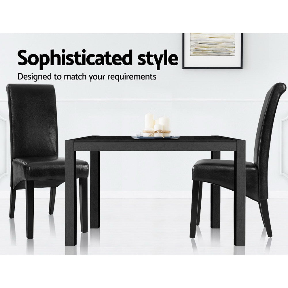 Danson Dining Chairs Set of 2 Leather Black
