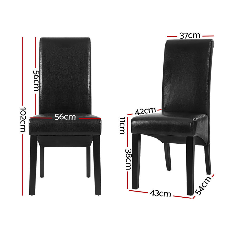 Danson Dining Chairs Set of 2 Leather Black