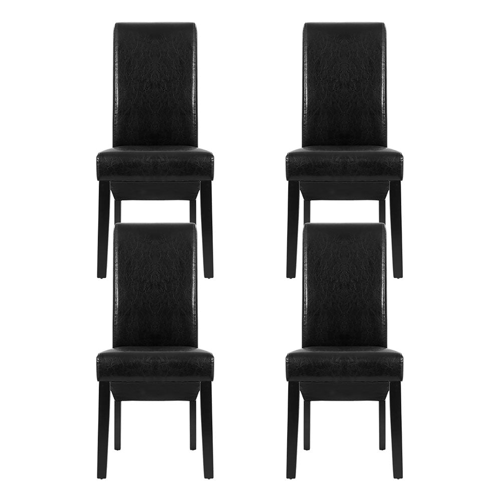 Danson Dining Chairs Set of 2 Leather Black
