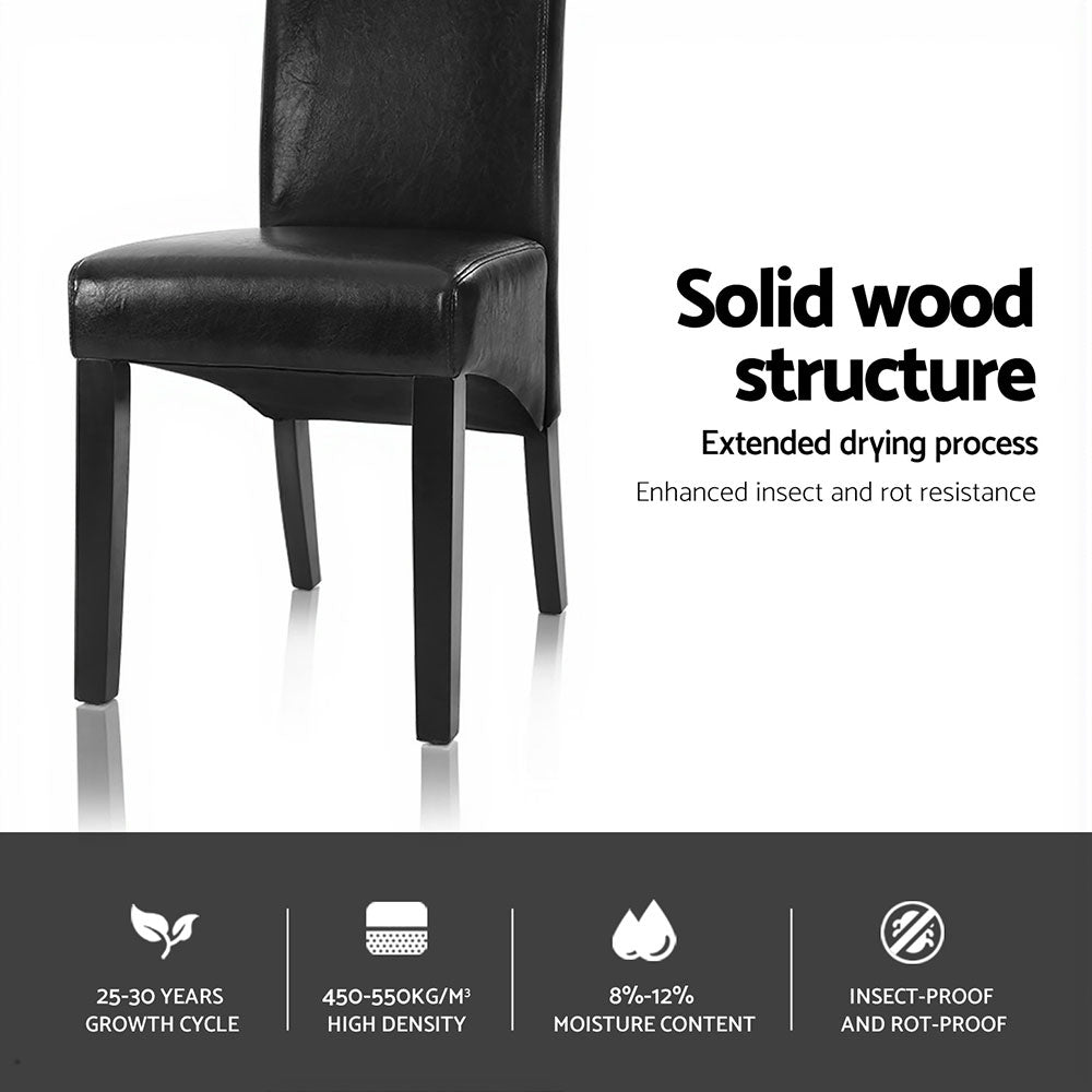 Danson Dining Chairs Set of 2 Leather Black