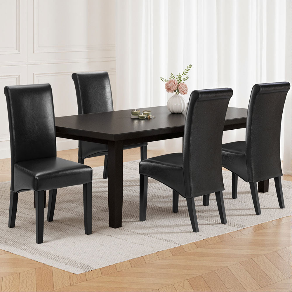 Danson Dining Chairs Set of 2 Leather Black