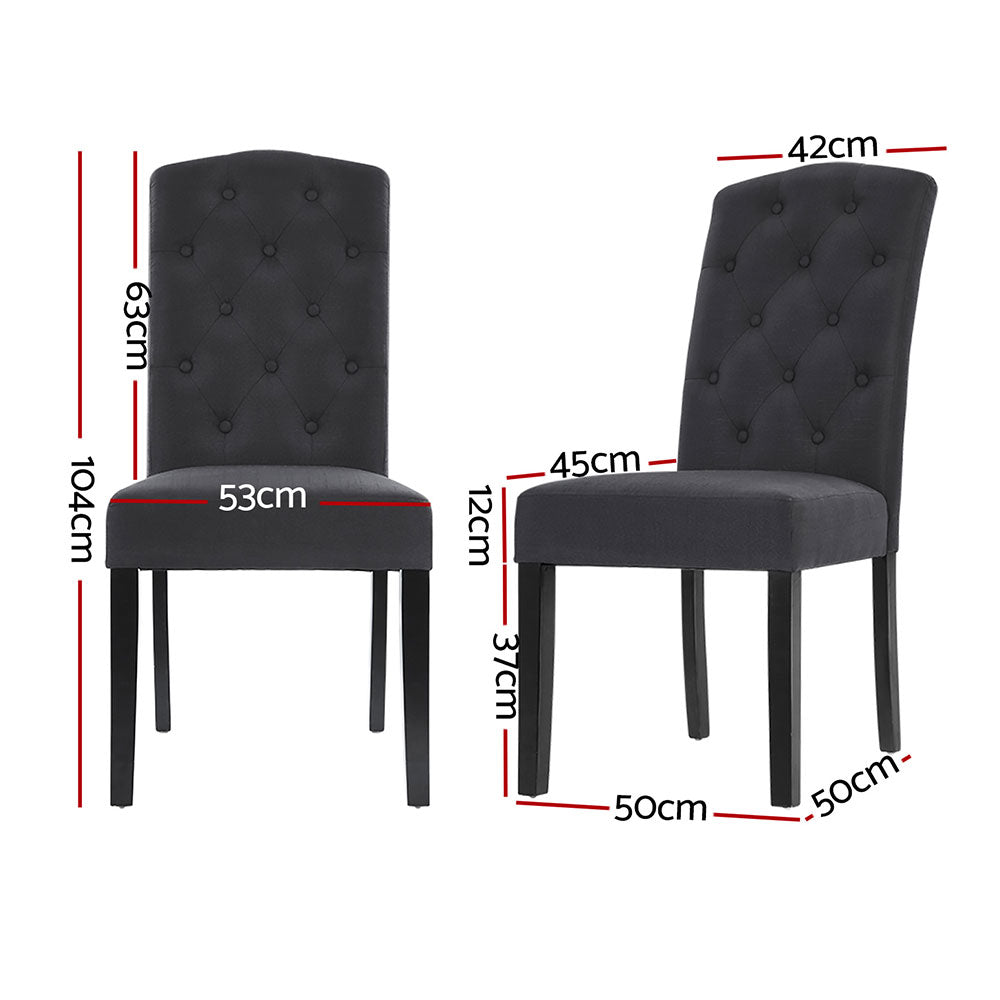 Dansk Set of 4 Linen Dining Chairs Dark Grey
