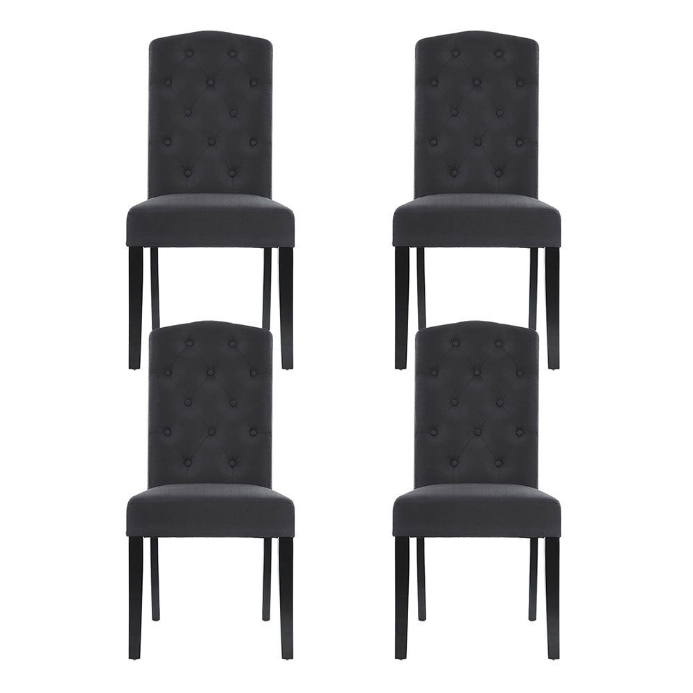 Dansk Set of 4 Linen Dining Chairs Dark Grey