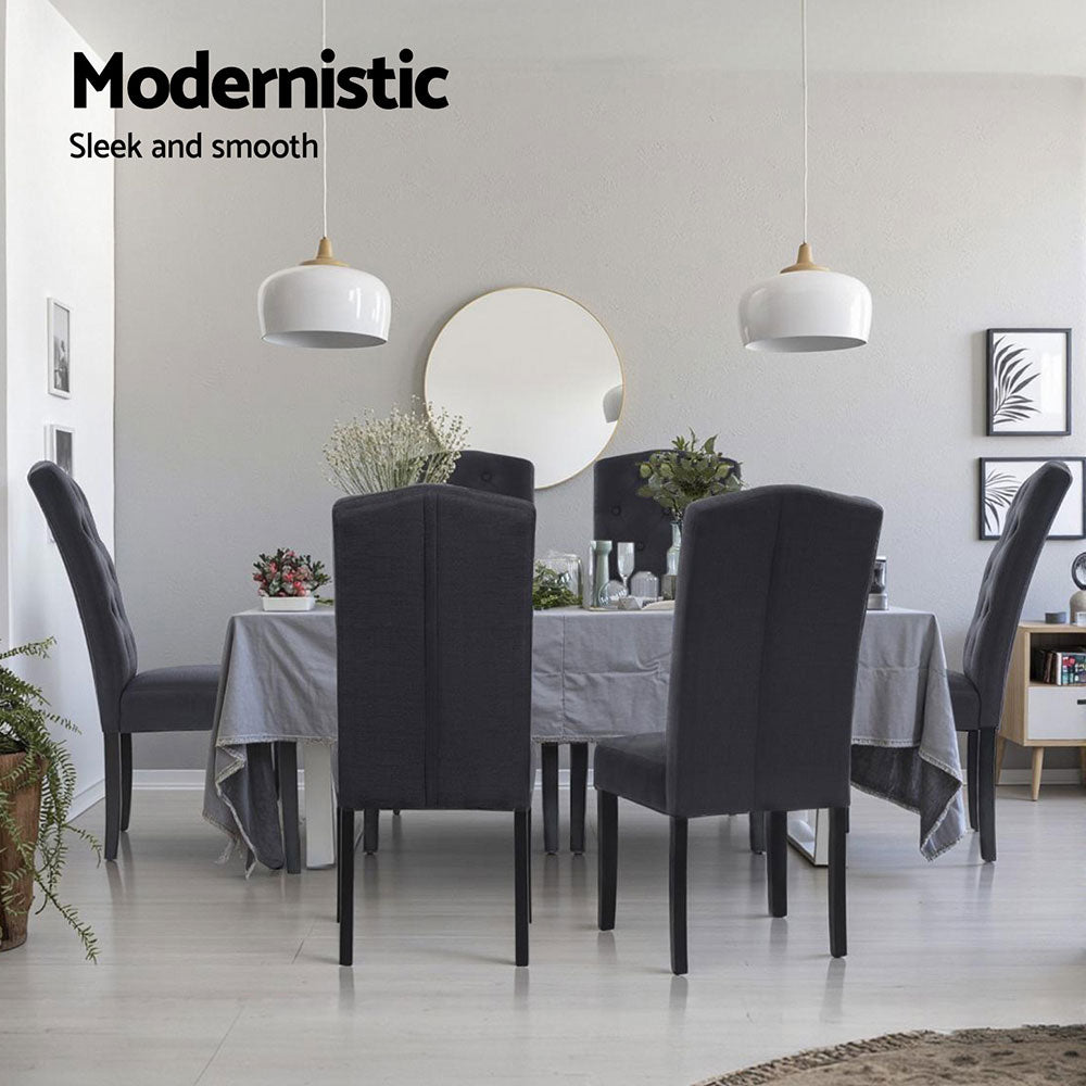 Dansk Set of 4 Linen Dining Chairs Dark Grey