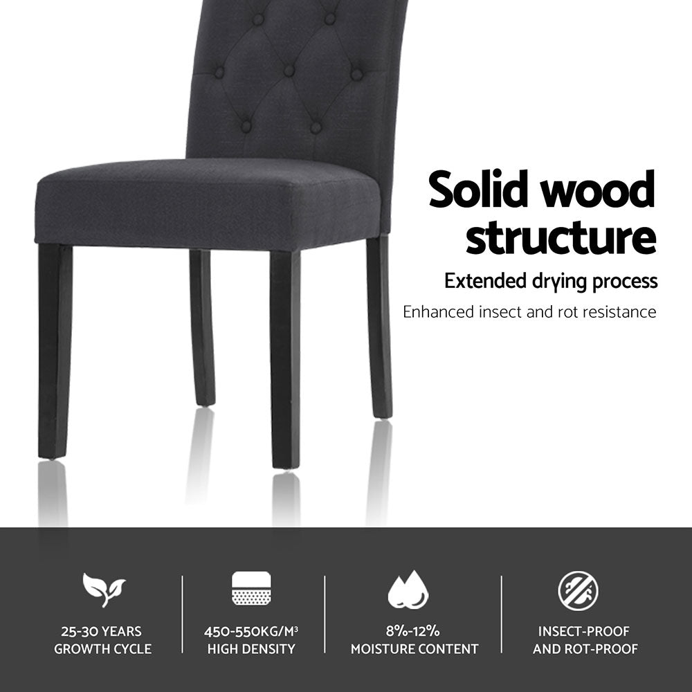 Dansk Set of 4 Linen Dining Chairs Dark Grey