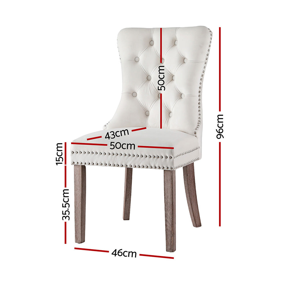 Artiss Dining Chairs Set of 2 Beige Velvet Button-Tufted