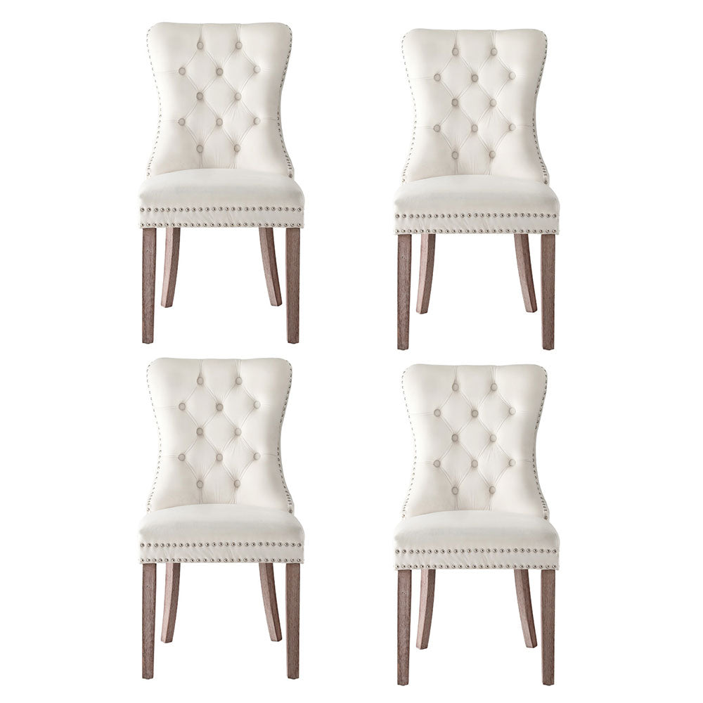 Artiss Set of 4 Dining Chairs Velvet Beige