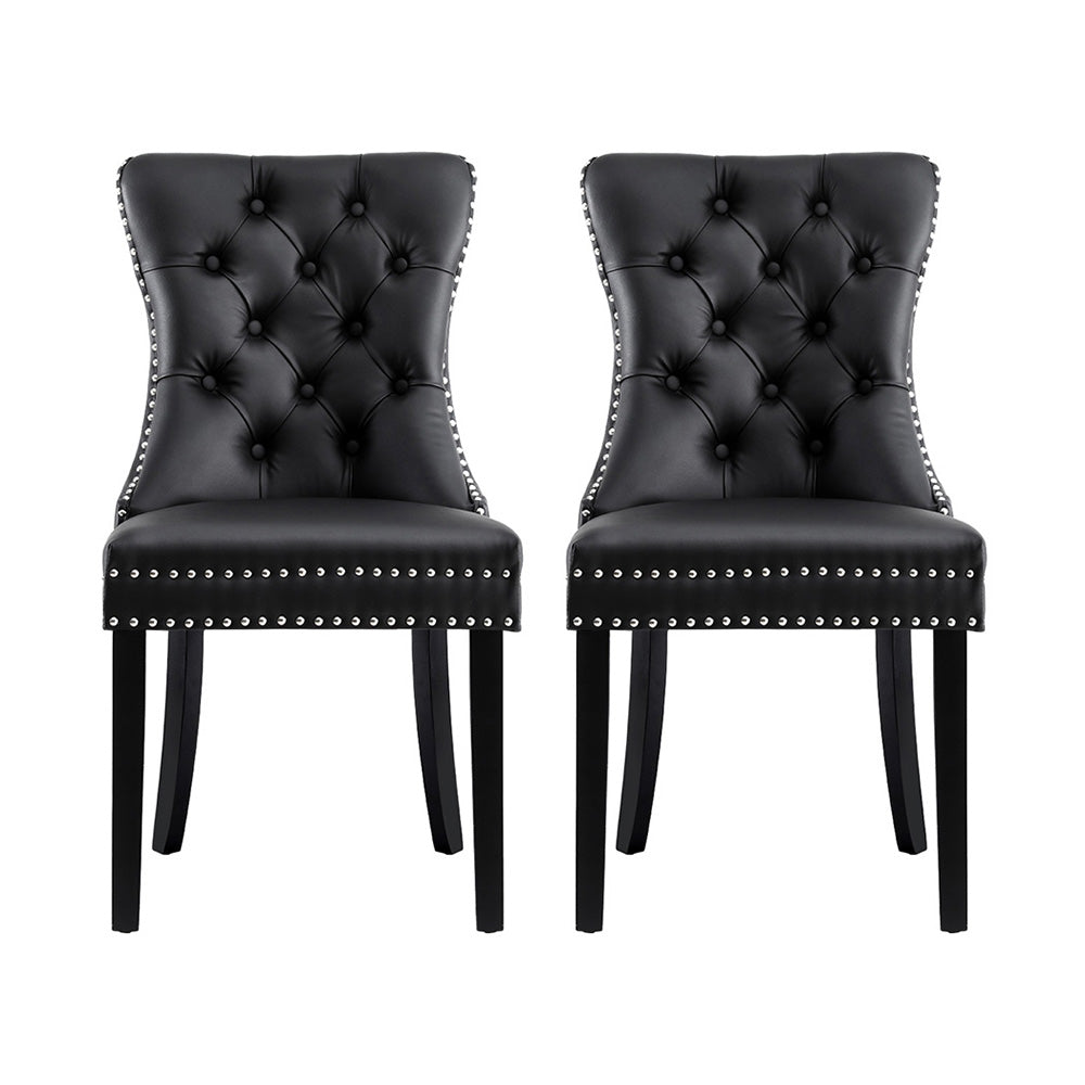 Artiss Dining Chairs Set of 2 Black Leather