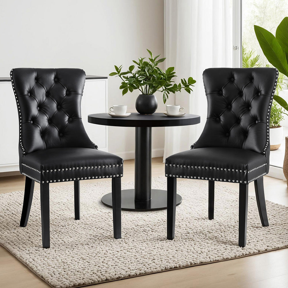 Artiss Dining Chairs Set of 2 Black Leather
