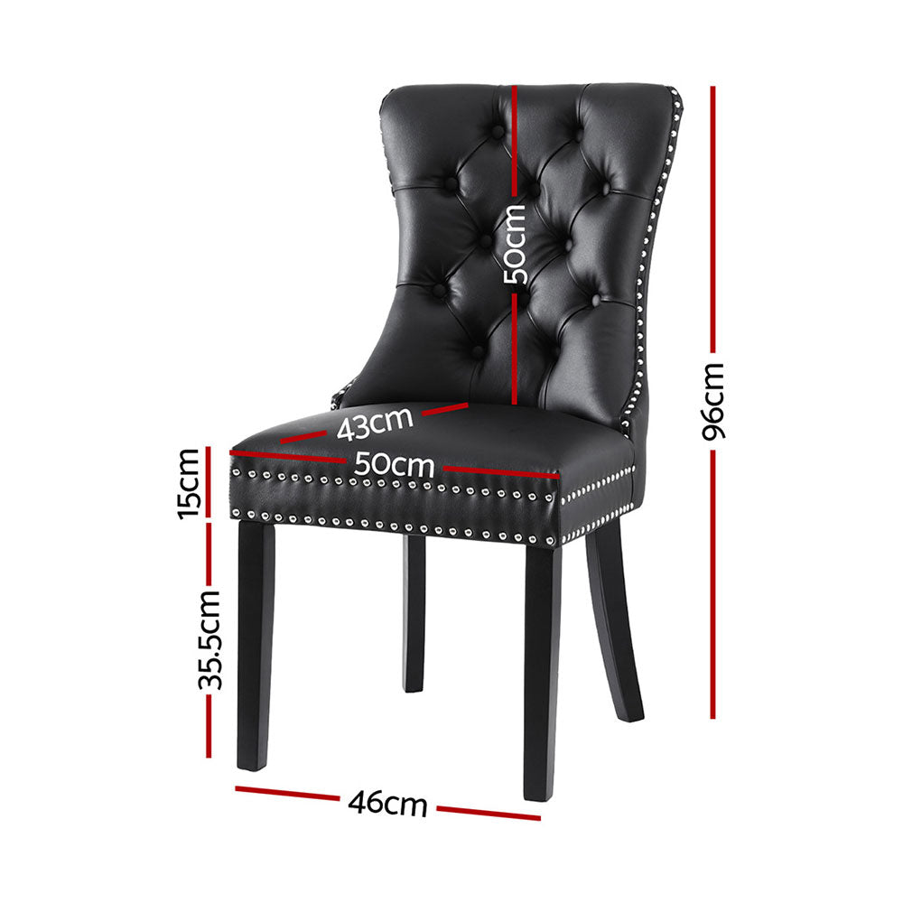 Artiss Set of 4 Dining Chairs Black Leather Button-Tufted
