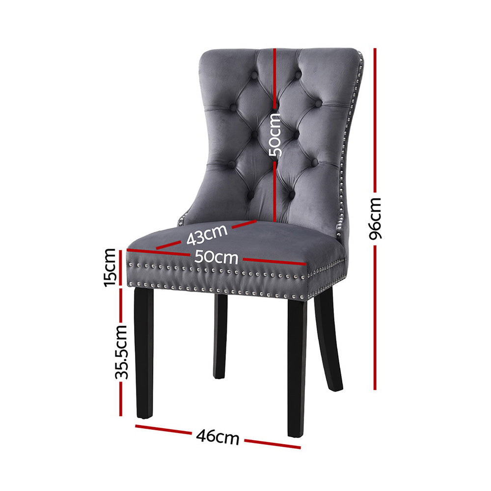 Artiss Dining Chairs Set of 2 Grey Velvet