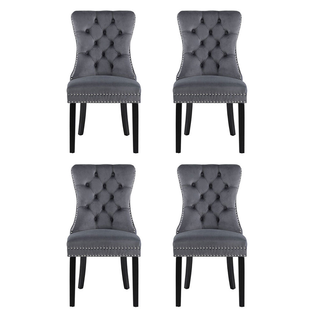 Artiss 4-Piece Dining Chairs Grey Velvet