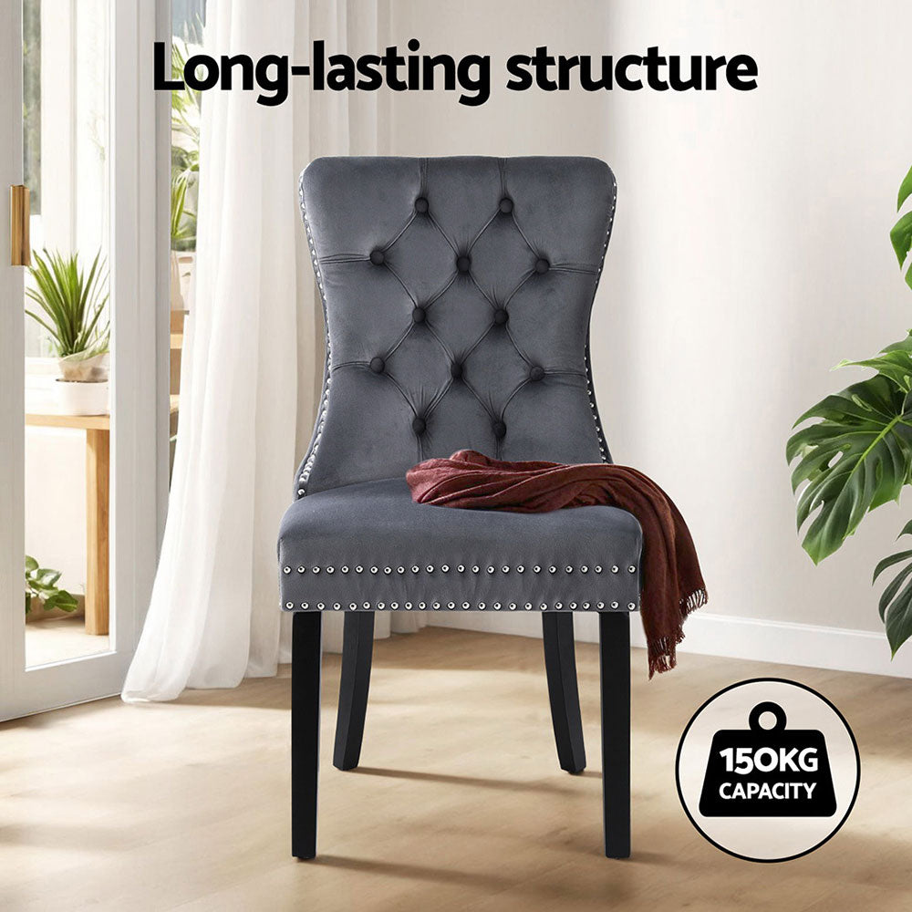 Artiss 4-Piece Dining Chairs Grey Velvet