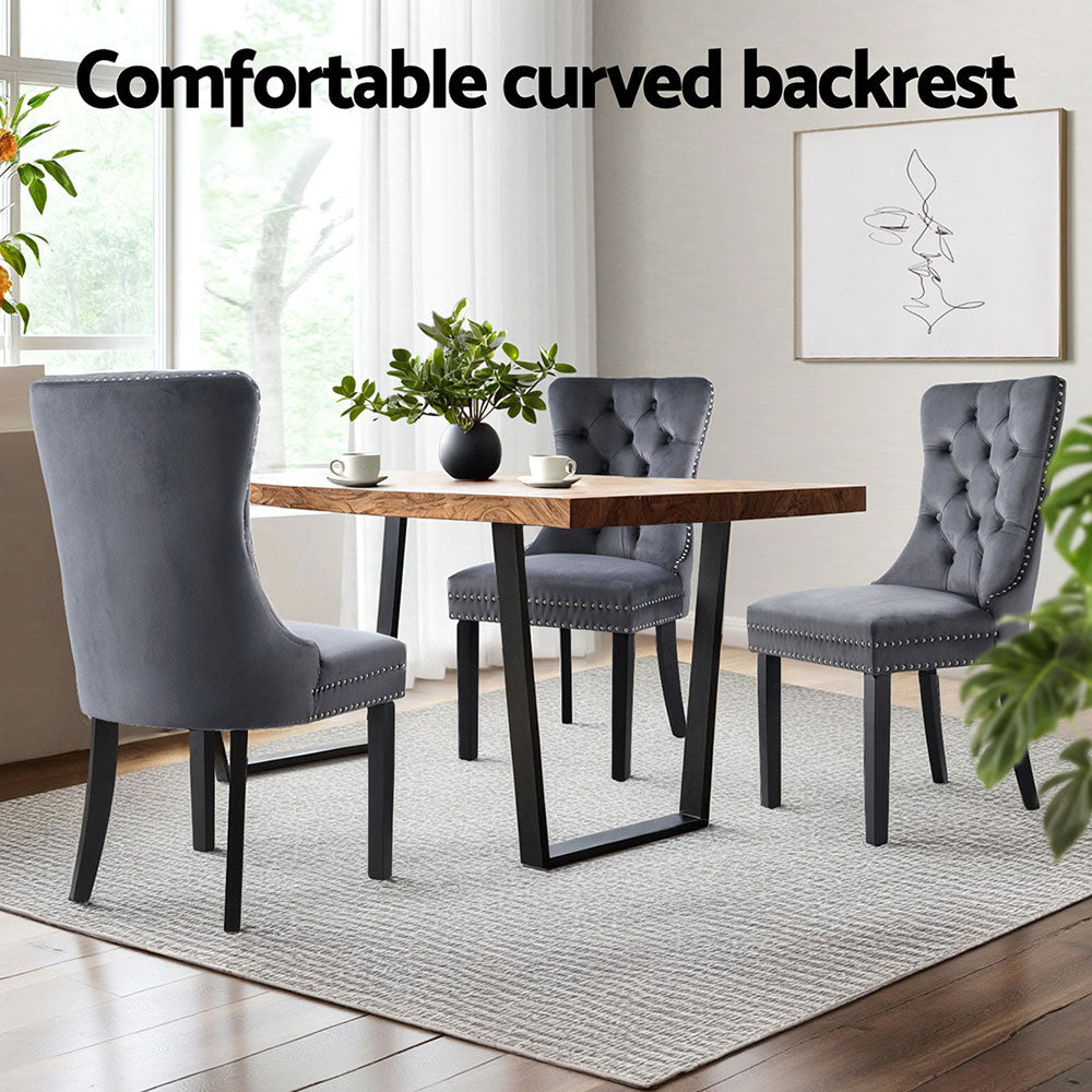 Artiss 4-Piece Dining Chairs Grey Velvet