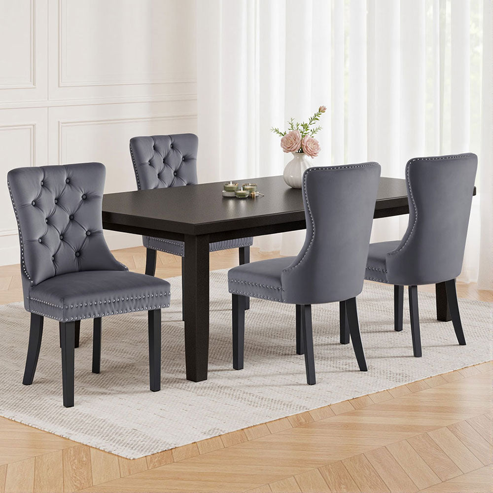 Artiss 4-Piece Dining Chairs Grey Velvet