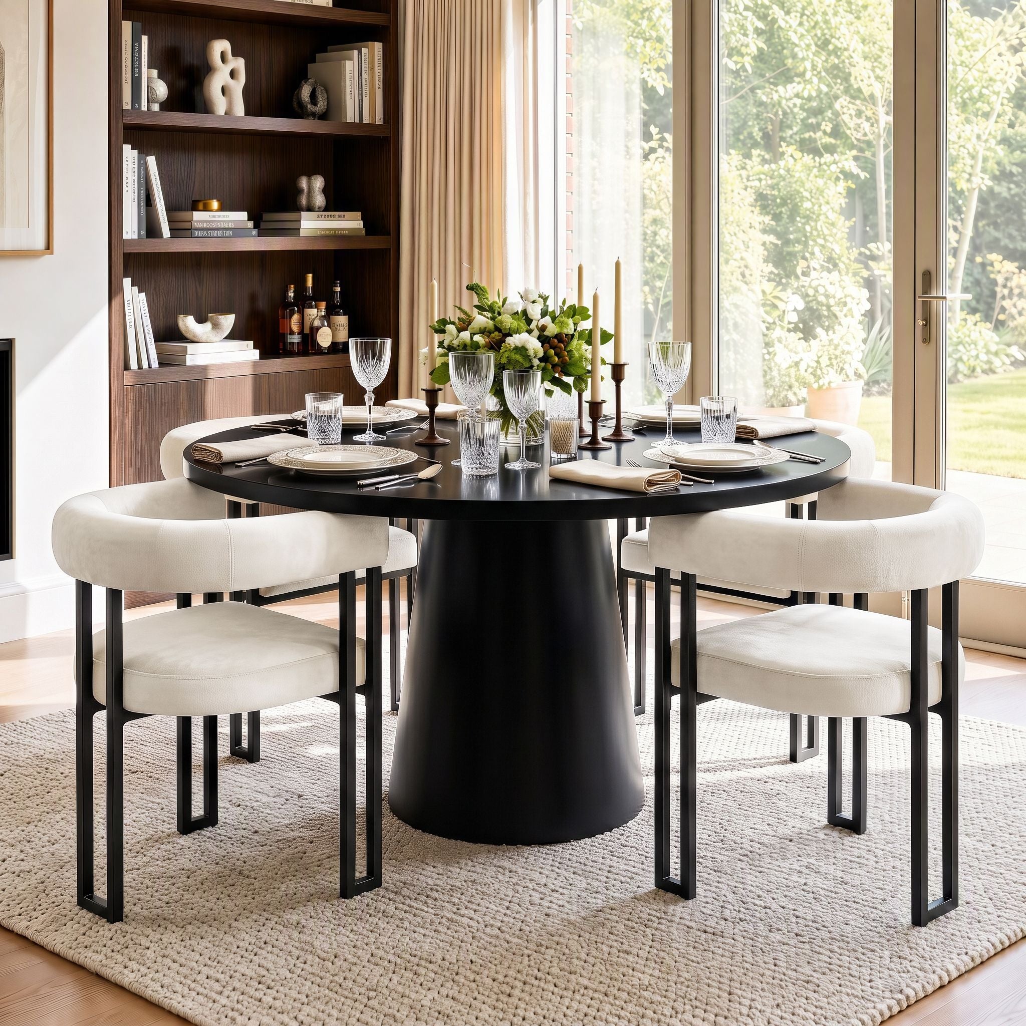 Artiss Dining Chairs Set of 4 Velvet Upholstered Barrel Chairs with Curved Armrests & Back Beige