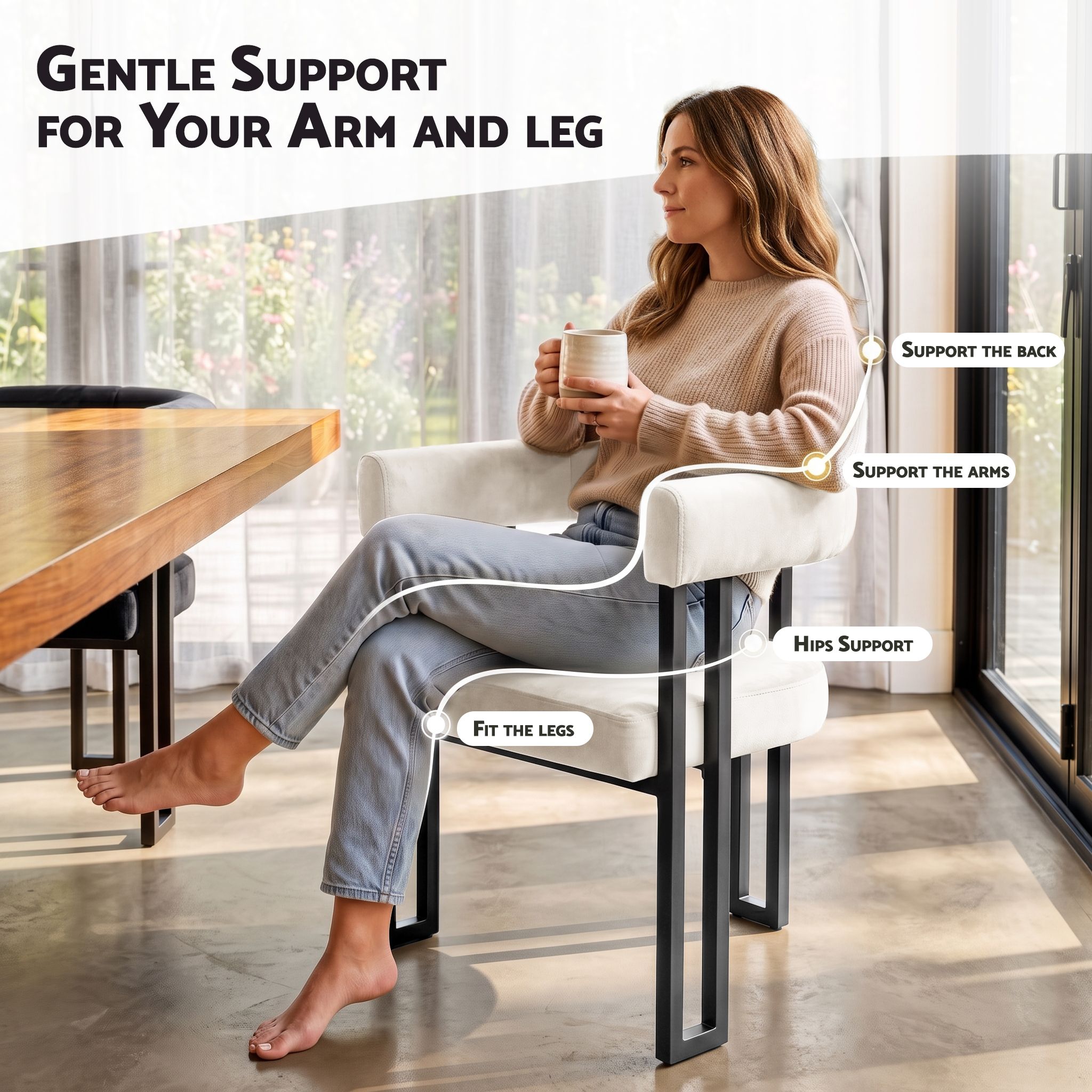 Artiss Dining Chairs Set of 4 Velvet Upholstered Barrel Chairs with Curved Armrests & Back Beige