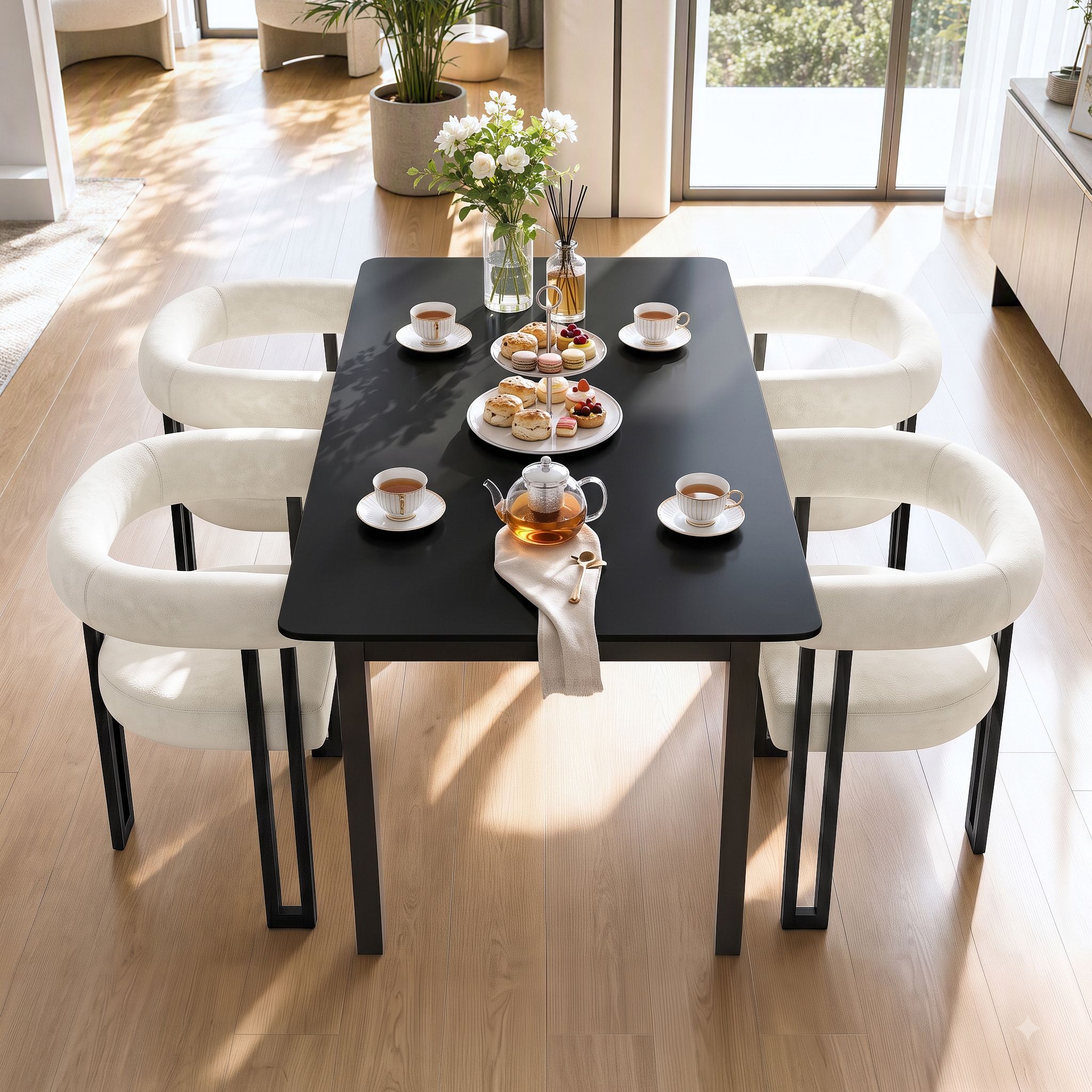 Artiss Dining Chairs Set of 4 Velvet Upholstered Barrel Chairs with Curved Armrests & Back Beige