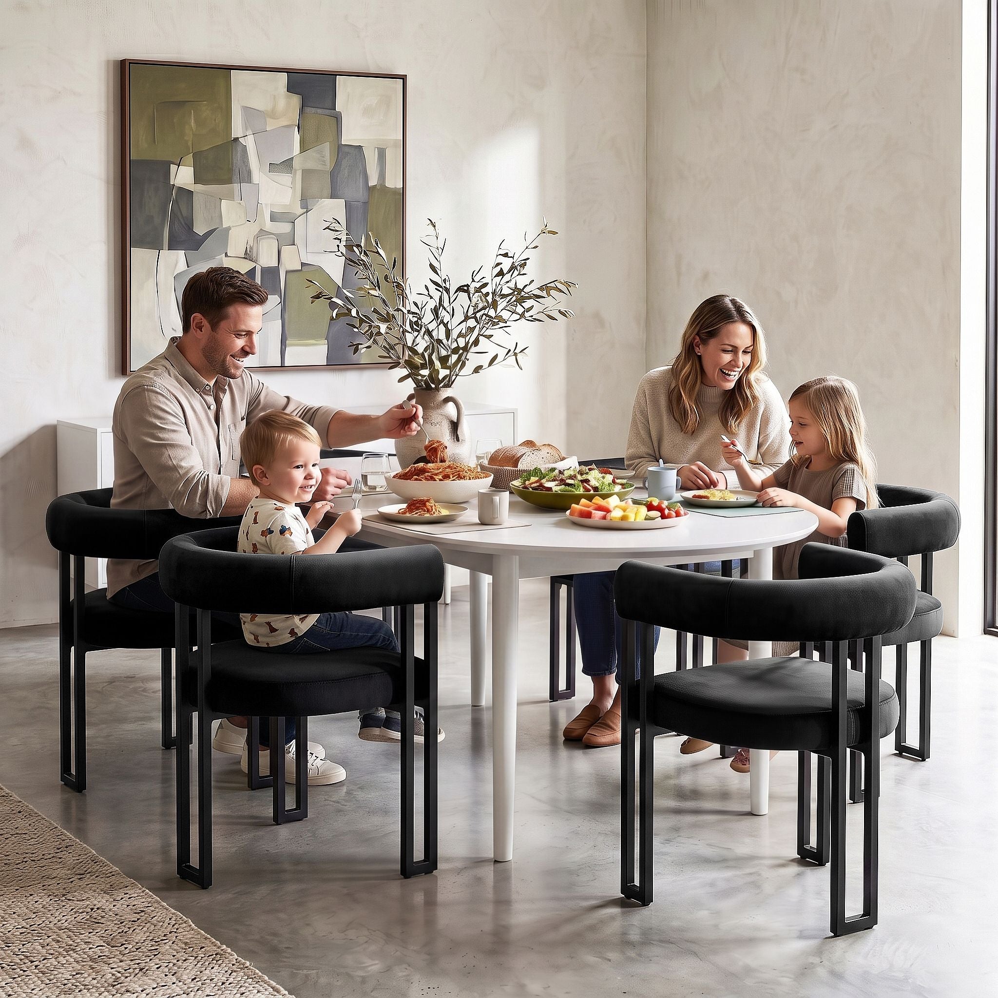 Artiss Dining Chairs Set of 6 Velvet Upholstered Barrel Chairs with Curved Armrests & Back Black