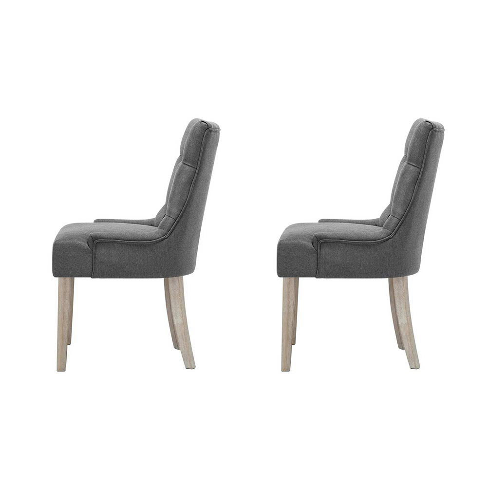 Cayes Set of 2 Dining Chairs French Provincial Linen Grey