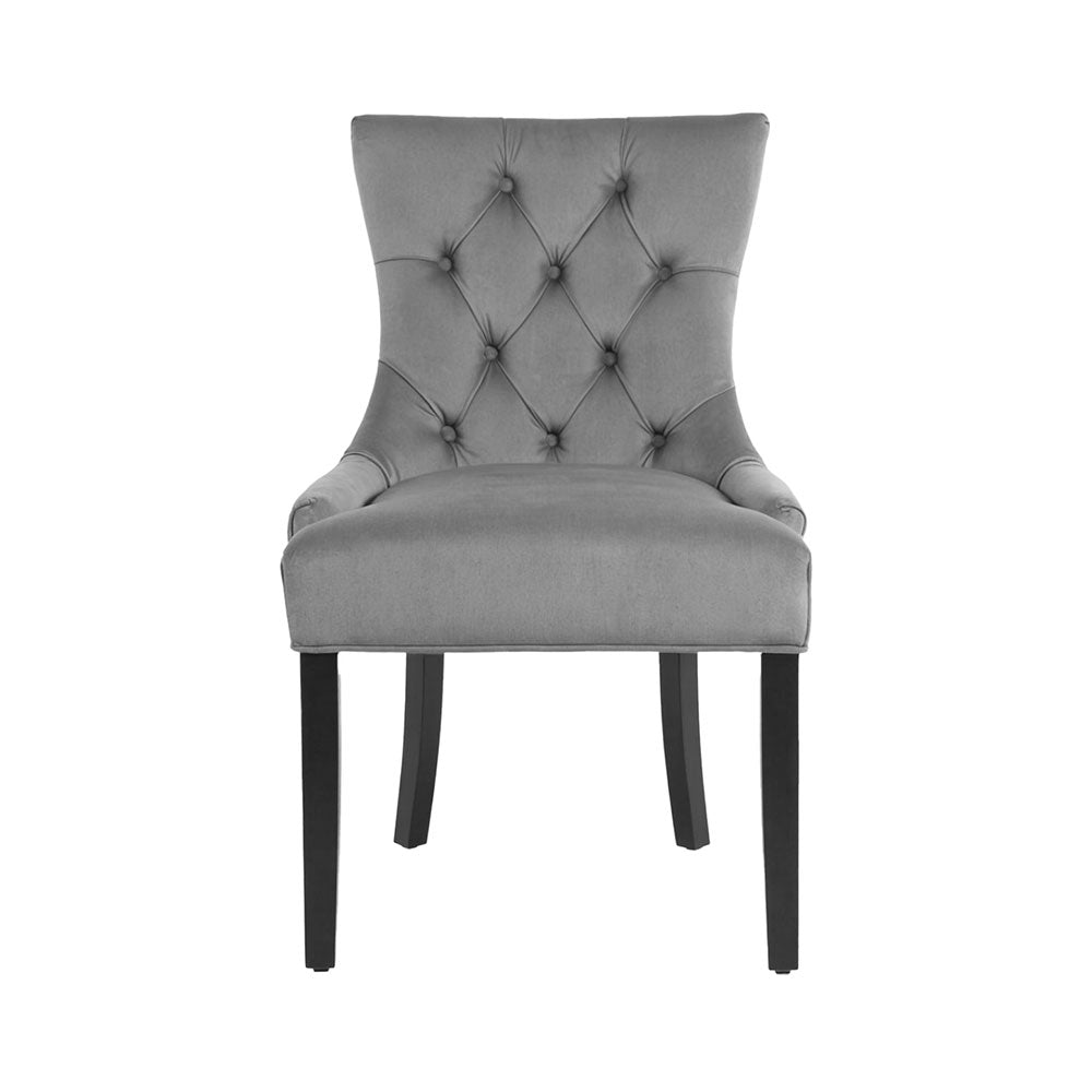 Cayes Set of 4 Velvet Dining Chairs French Provincial Grey