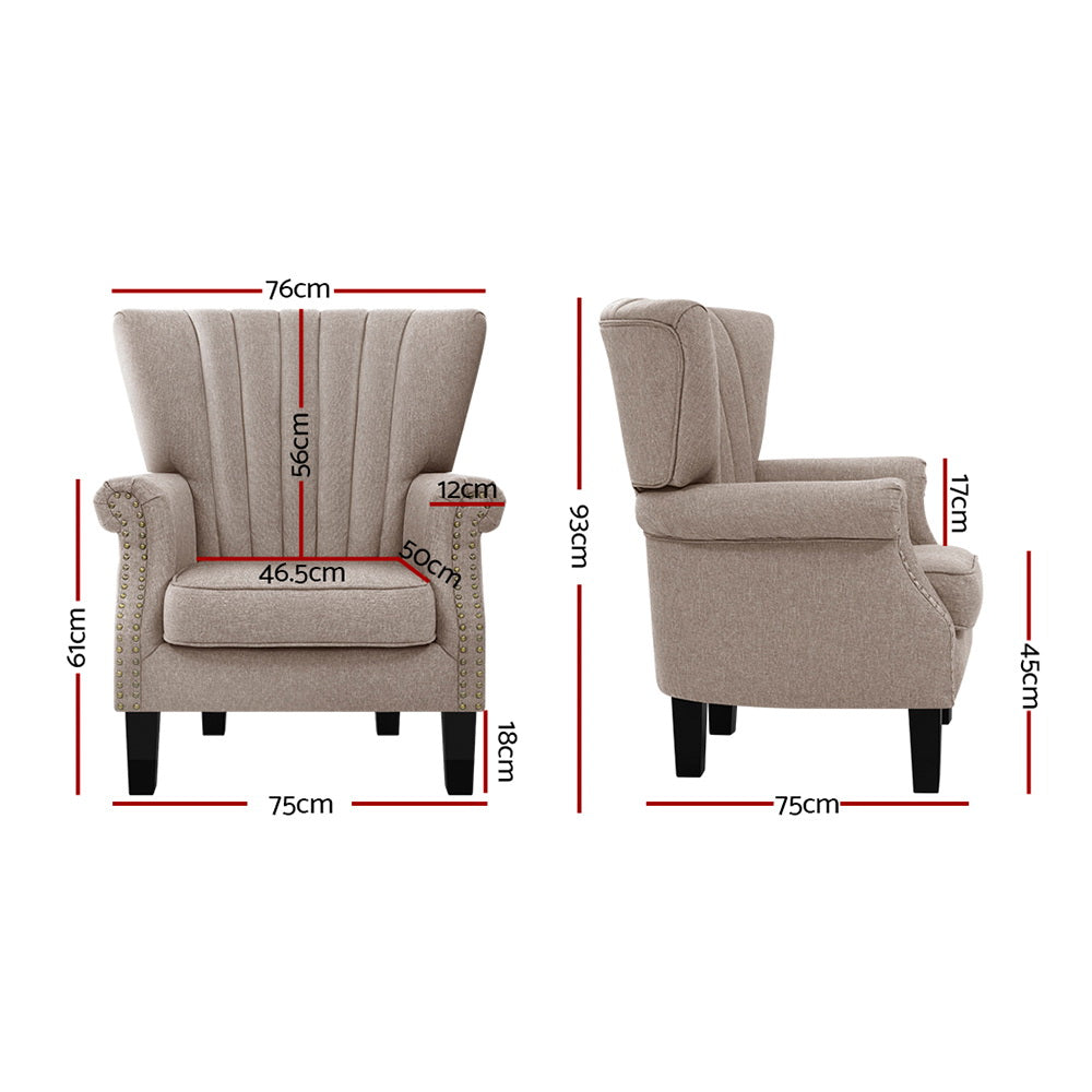 Andrew Wingback Armchair Beige