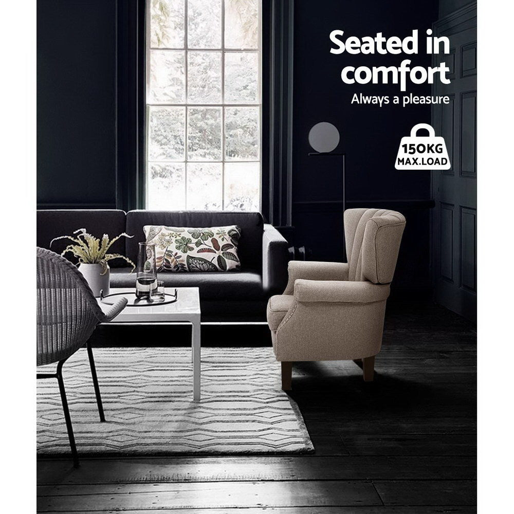 Andrew Wingback Armchair Beige
