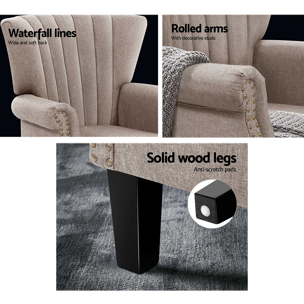 Andrew Wingback Armchair Beige