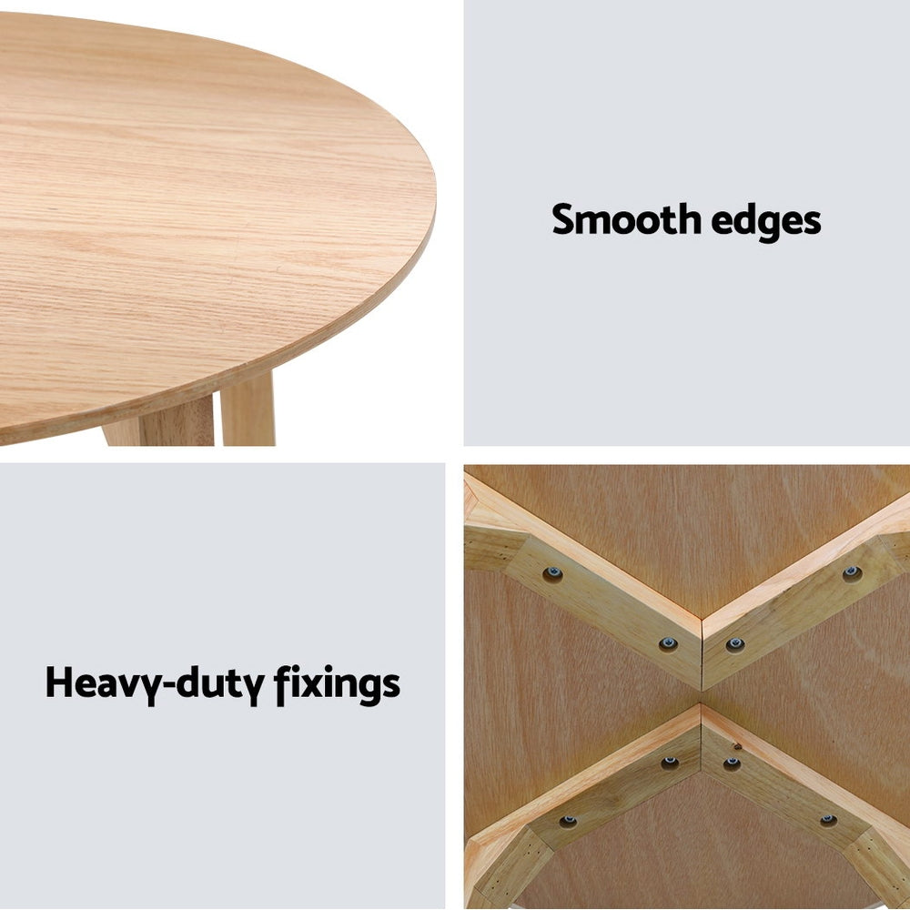 Round Coffee Table Wooden Natural Finish